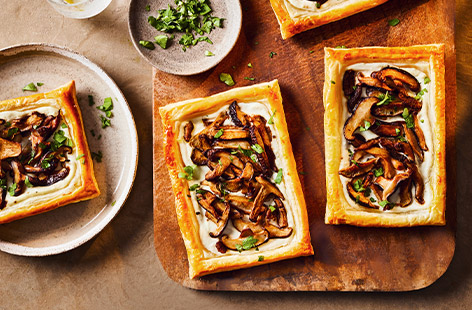 Now here's a lunch that's sure to impress! Yet it's ready in just over half an hour. Shiitake mushrooms lend a meaty texture and umami flavour, balanced with fresh, creamy ricotta. We've used ready-rolled puff pastry, so it's a doddle to make.