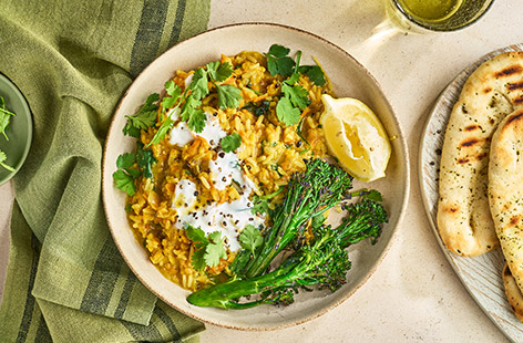 This feel-good meal is packed full with vibrant veg. Use turmeric and cumin to gently spice lentils, then stir into fluffy rice. We like ours served with charred broccoli and a dollop of natural yogurt. 