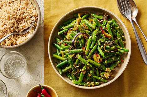 This super-quick, Keralan-inspired stir-fry comes together in minutes, yet is packed full of flavour. It's great with flatbread and a dollop of yogurt and pickles on the side.