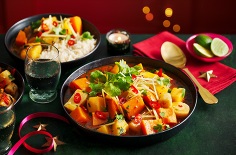 Give your Christmas veg a spicy twist with this fragrant Thai red curry. This easy one-pot is a great vegan and gluten-free option for your Boxing Day celebrations.