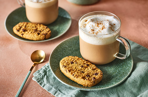 For a tea break treat, try a warming mug of milky vanilla chai with a Belvita Choc Chips Soft Bake for dunking
