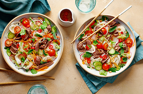 Turn roast beef leftovers into this fresh 'n' punchy Asian-inspired noodle salad, packed with crunchy veg and fragrant herbs.