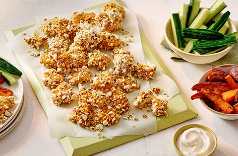 Kids will love these homemade chicken nuggets. Coat your chicken breasts with popcorn instead of breadcrumbs for extra crunch. Serve with sweet potato wedges for a fun weeknight meal.