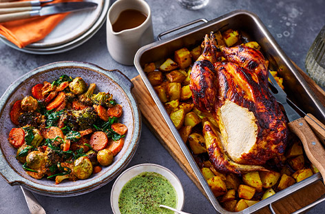 Spice up your chicken dinner with an Indian-inspired twist on a classic Sunday roast