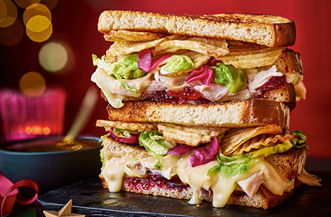 Christmas leftovers get a wow-factor makeover in this Boxing Day treat. Ready in 10, use whatever festive leftovers you have to hand – we've even used crisps. Don't forget the gravy for dipping!