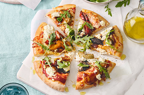 A speedy veggie pizza made special with antipasti and a sourdough base