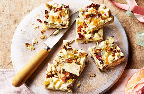 These yummy little squares of rocky road are made super indulgent with the addition of white chocolate