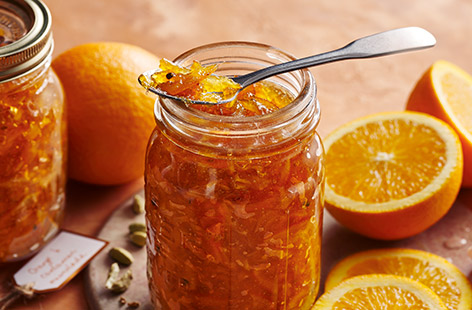 Sweet and zesty seasonal oranges are put to use in this warming twist on classic marmalade, where fruity cardamom notes add a lightly spiced flavour to the breakfast spread