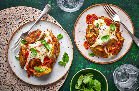 Give your jacket potato a glow-up with this epic pizza-inspired topping idea. Spoon tomato sauce over your potato, then top with pepperoni, mushrooms and mozzarella and bake until the cheese is melted - wow!