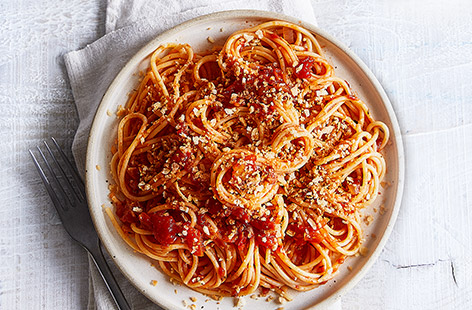 Whip up a healthy feast for two in just 15 minutes using storecupboard ingredients with this one-pot tomato pasta