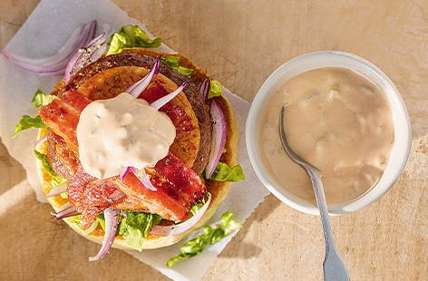 A bun isn't complete without a dollop of classic burger sauce. Try adding in a tablespoon of sriracha or hot sauce to give it an extra little kick.