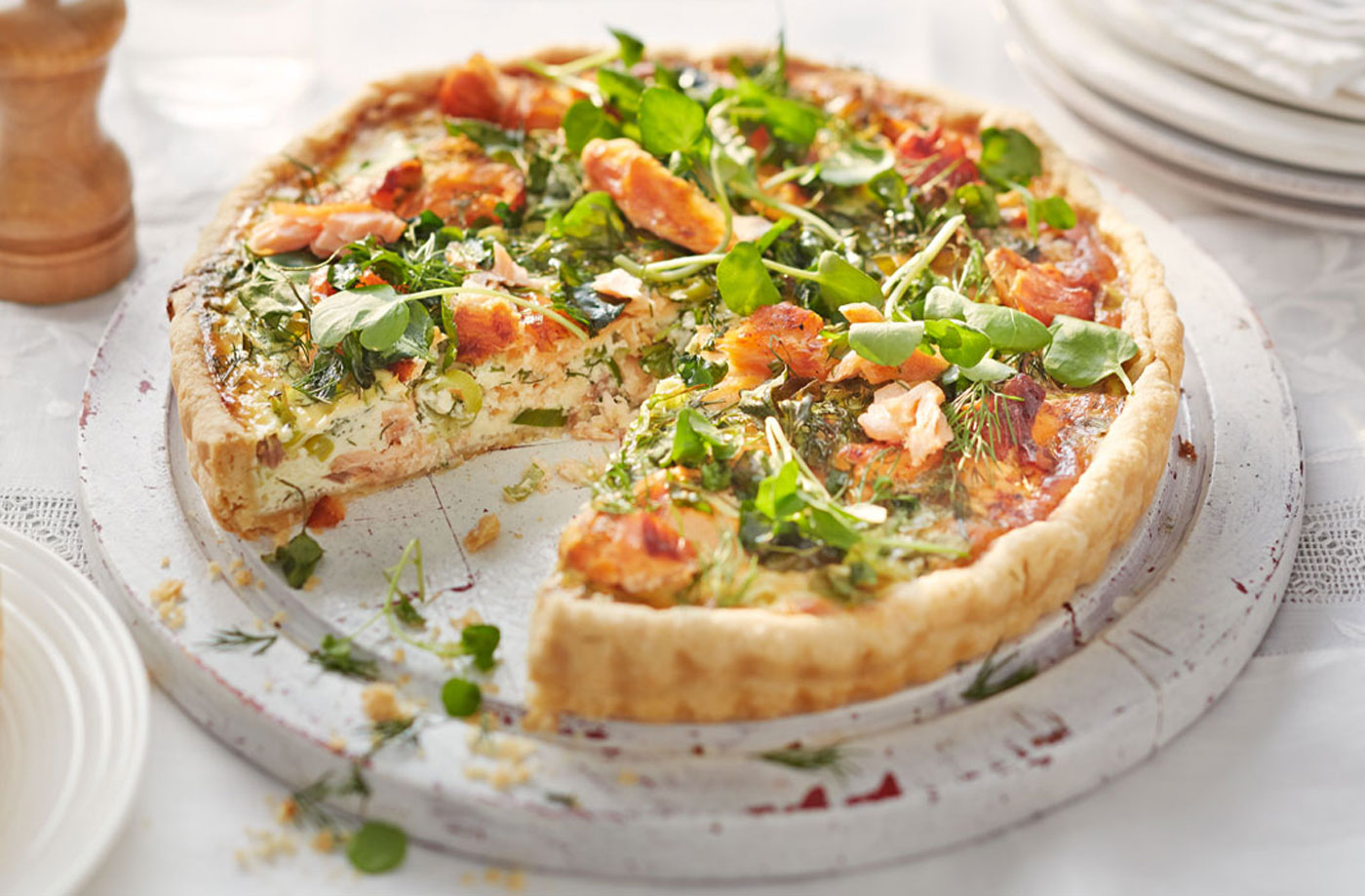 Salmon and spring onion tart recipe