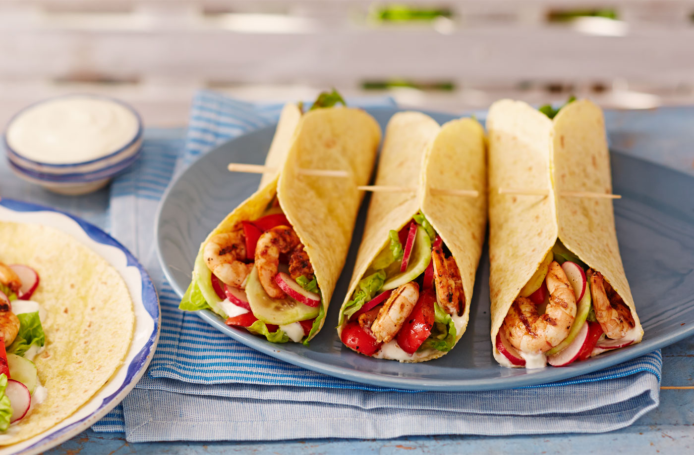 Smoky prawn and pepper wraps recipe