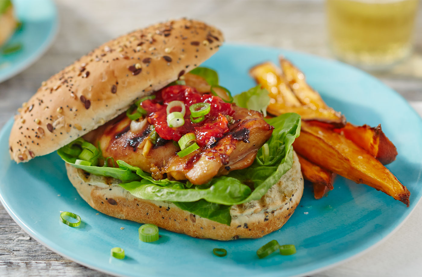 Korean BBQ chicken burgers recipe
