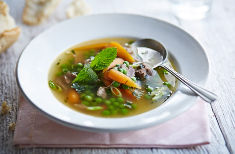 A light, fresh meat and veg soup that needs nothing more than a hunk or two of crusty bread to make a meal