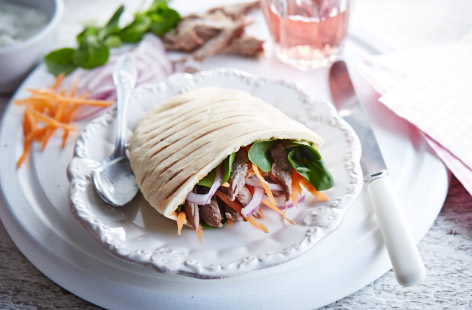 Creamy, minty tzatziki goes so well with lamb – pack into pittas with salad for a quick lunch or supper