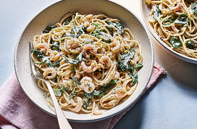 Friday: Creamy lemon and prawn spaghetti