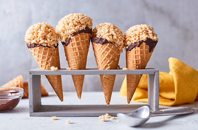 Coconut rice crispy ice cream cones recipe