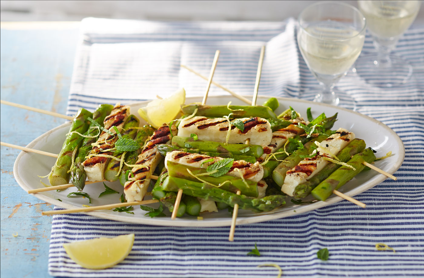 Asparagus and halloumi skewers recipe
