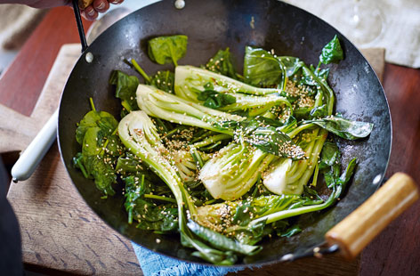 Packed with nutritious, leafy greens, this flavour-rich side is ready in minutes and best served warm with a little light soy