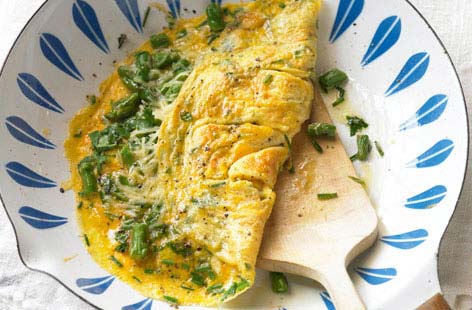 A quick, light and simple omelette that makes a great breakfast or lunch. Tender asparagus, chopped chives and parsley, and creamy, melty Gruyère cheese elevate the humble omelette into a thing of beauty.