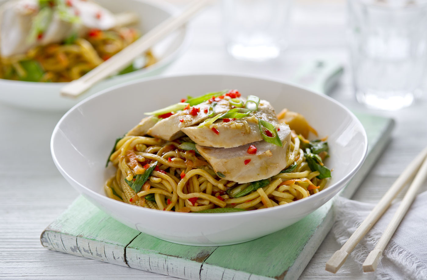 Healthy living balsamic chicken noodle stir-fry recipe