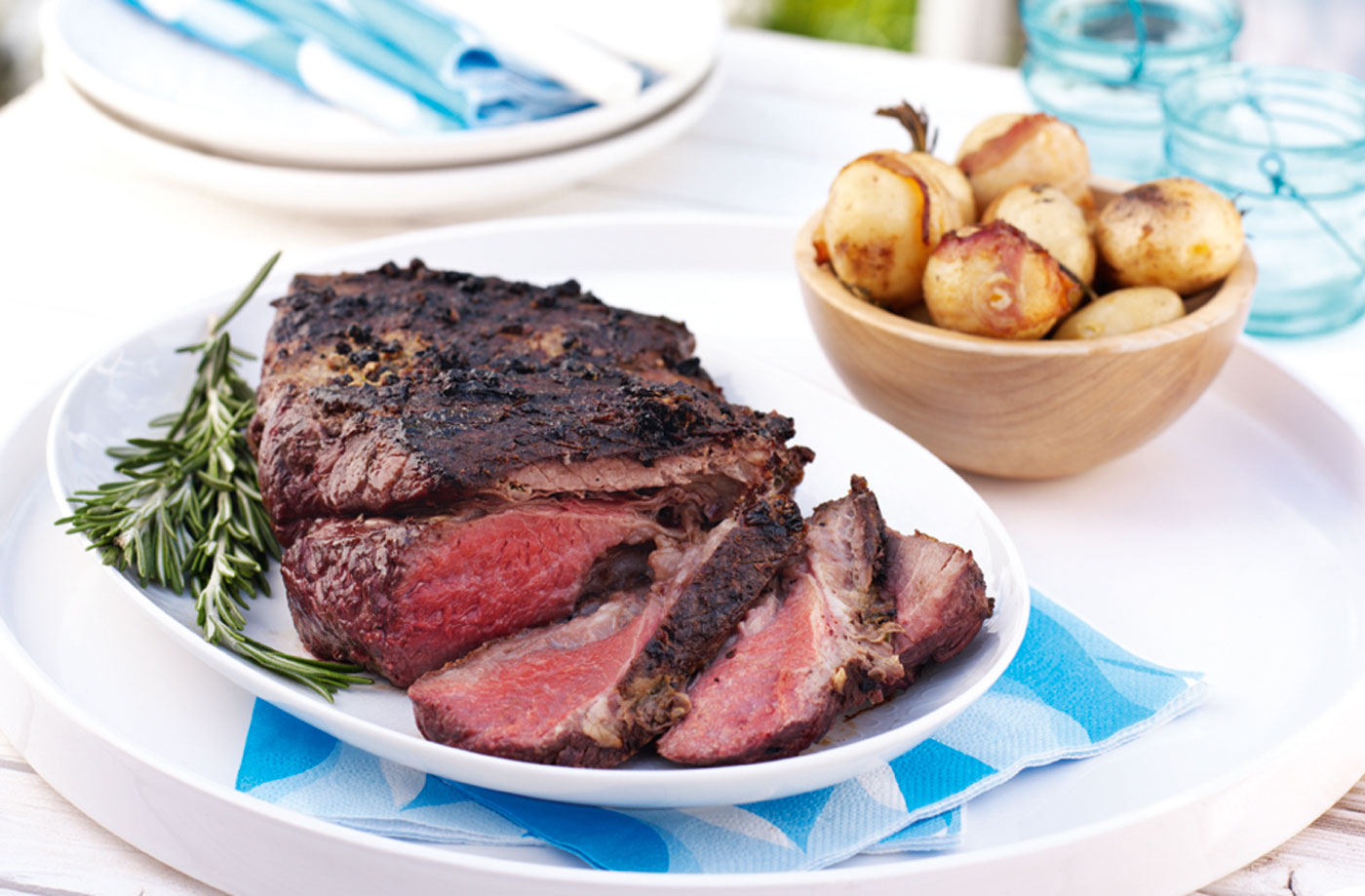 Barbecued rump of beef in Dijon recipe