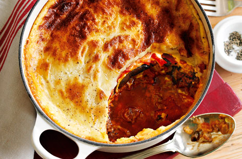 This warmly spiced beef moussaka will feed six very lucky people