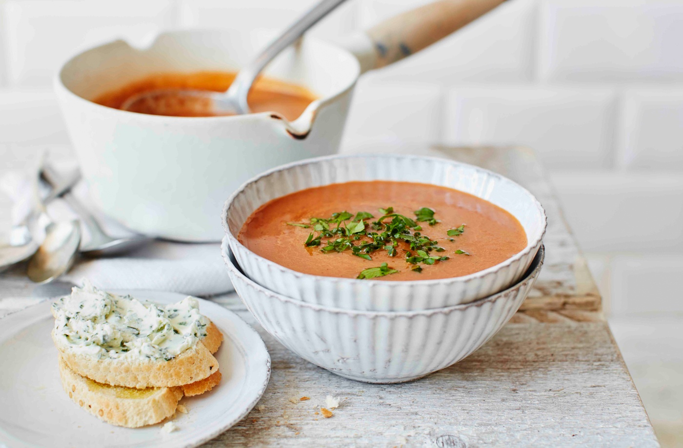 Beetroot, cumin and carrot soup with goat's cheese toasts recipe