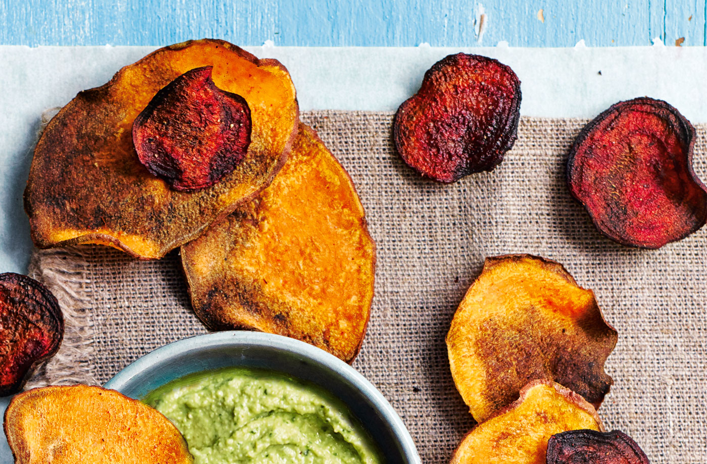 Baked beetroot and sweet potato crisps recipe