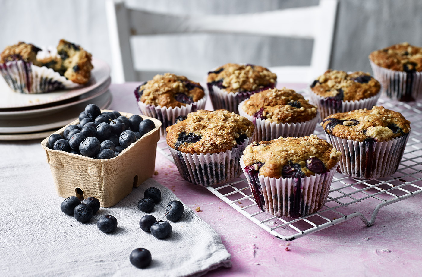 Blueberry muffins with maple streusel topping recipe