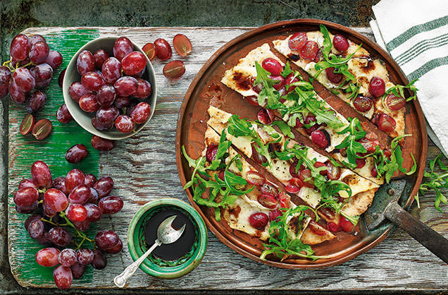 Grape and brie flatbreads recipe