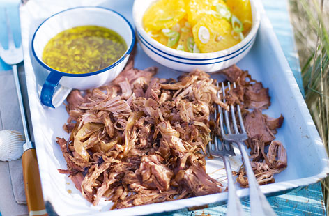 This recipe uses the barbecue like an oven so if yours won't stay hot for up to 4 hours, it might be best to cook the pork in a regular oven.
