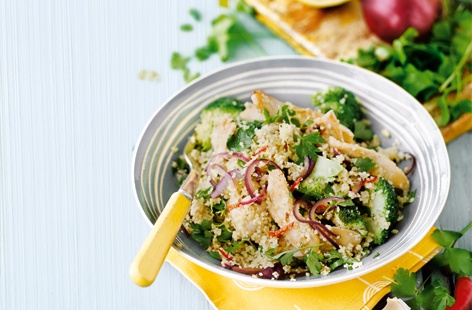 Looking for a quick and simple family supper? This fluffy, herby couscous with succulent chicken and broccoli is ready to feed those hungry mouths in no time. Garlic, chilli and fresh parsley give this healthy dish a gorgeous aromatic kick.