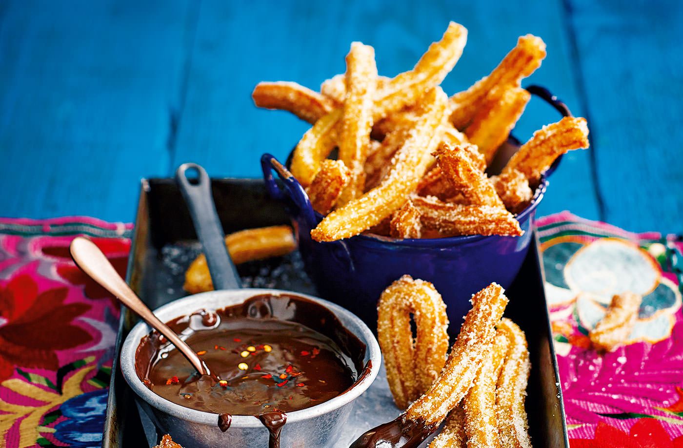 Churros with chilli-chocolate dip recipe