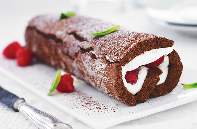 Chocolate and raspberry roulade recipe