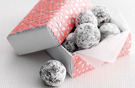 Impress the guests and crack out the homemade chocolate truffles with coffee after dinner. No one need know how easy they are to make: reduced fresh orange juice, melted chocolate and double cream, mixed, chilled then shaped and dusted with icing sugar. Unless they read this.