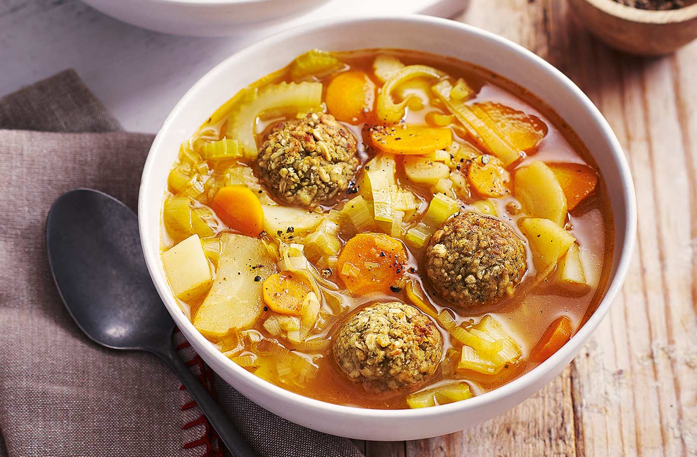 Chunky veg soup with stuffing dumplings recipe