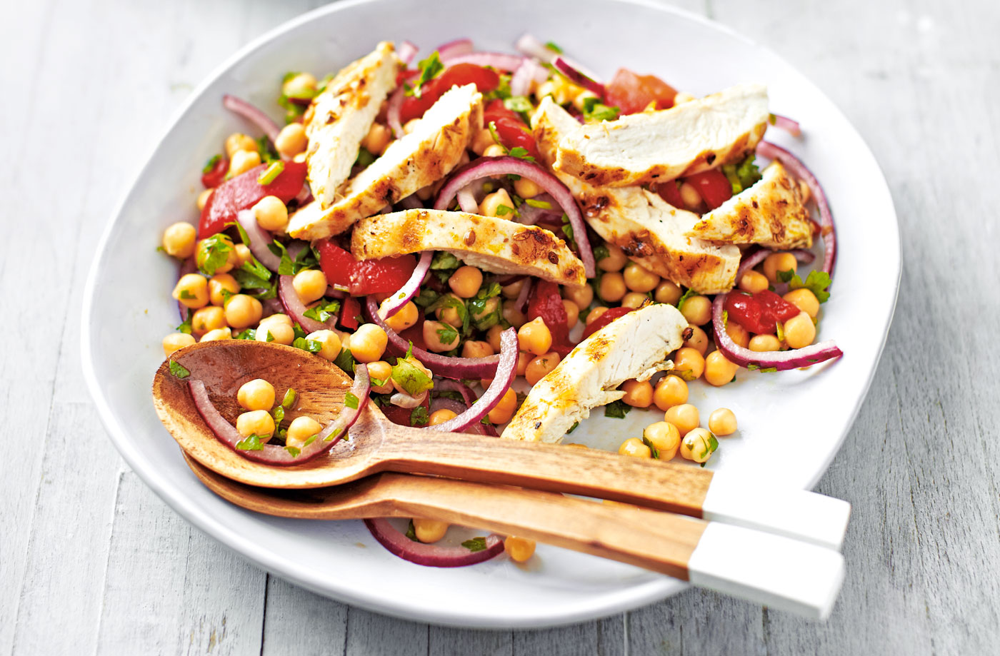 Coriander and lime chicken with chickpea salad recipe