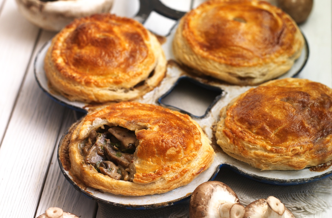 Creamy mixed mushroom and mustard pies recipe