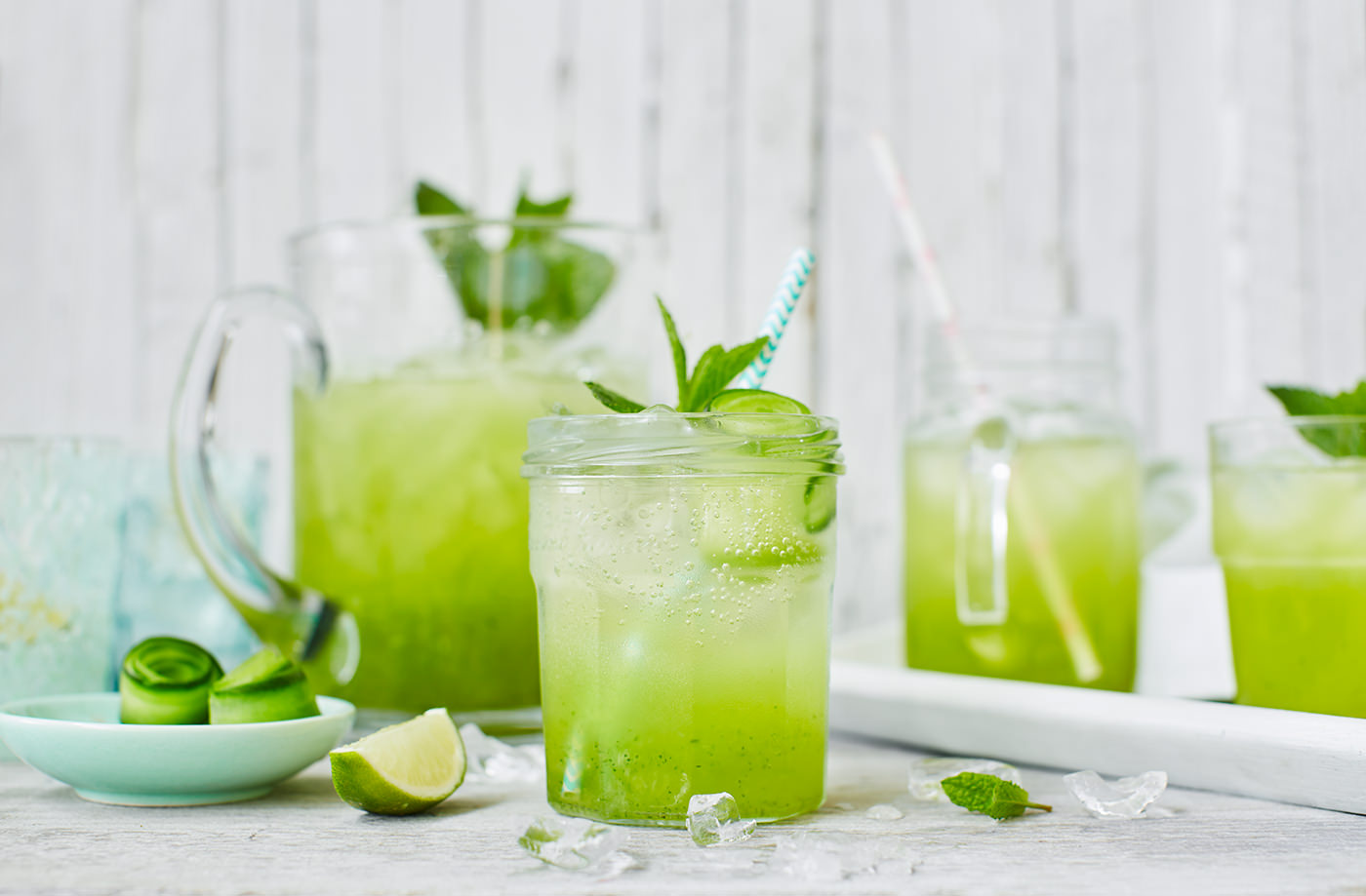 Cucumber, lime and elderflower coolers recipe