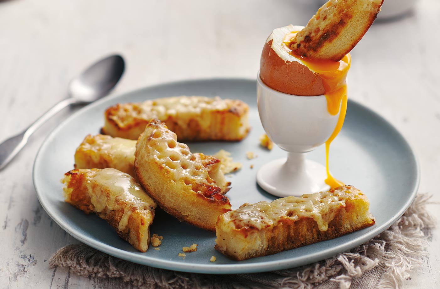 Dippy eggs with crumpet soldiers  recipe