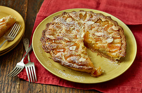 Every baking star needs to have this absolute classic in their repetoire - a gorgeously light, buttery pastry case filled with traditional frangipane and layered with sticky jam, fresh apricot and flaked almonds