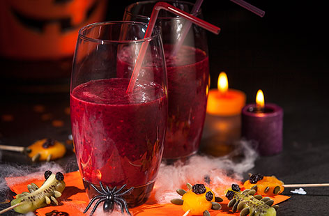 These brilliant Halloween smoothies with a spooky twist are great to make with the kids. The smoothies combine sweet summer fruits, banana and cranberry and raspberry juice. Or turn into a milkshake by replacing the fruit juice with semi-skimmed milk.