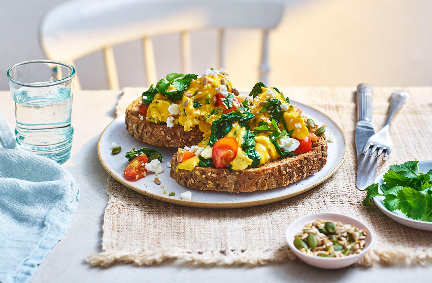 Spinach scrambled eggs with cheese recipe