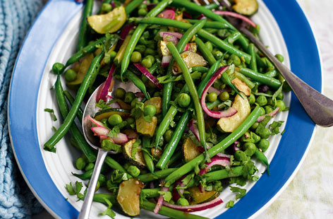Green bean, courgette and pea tumble