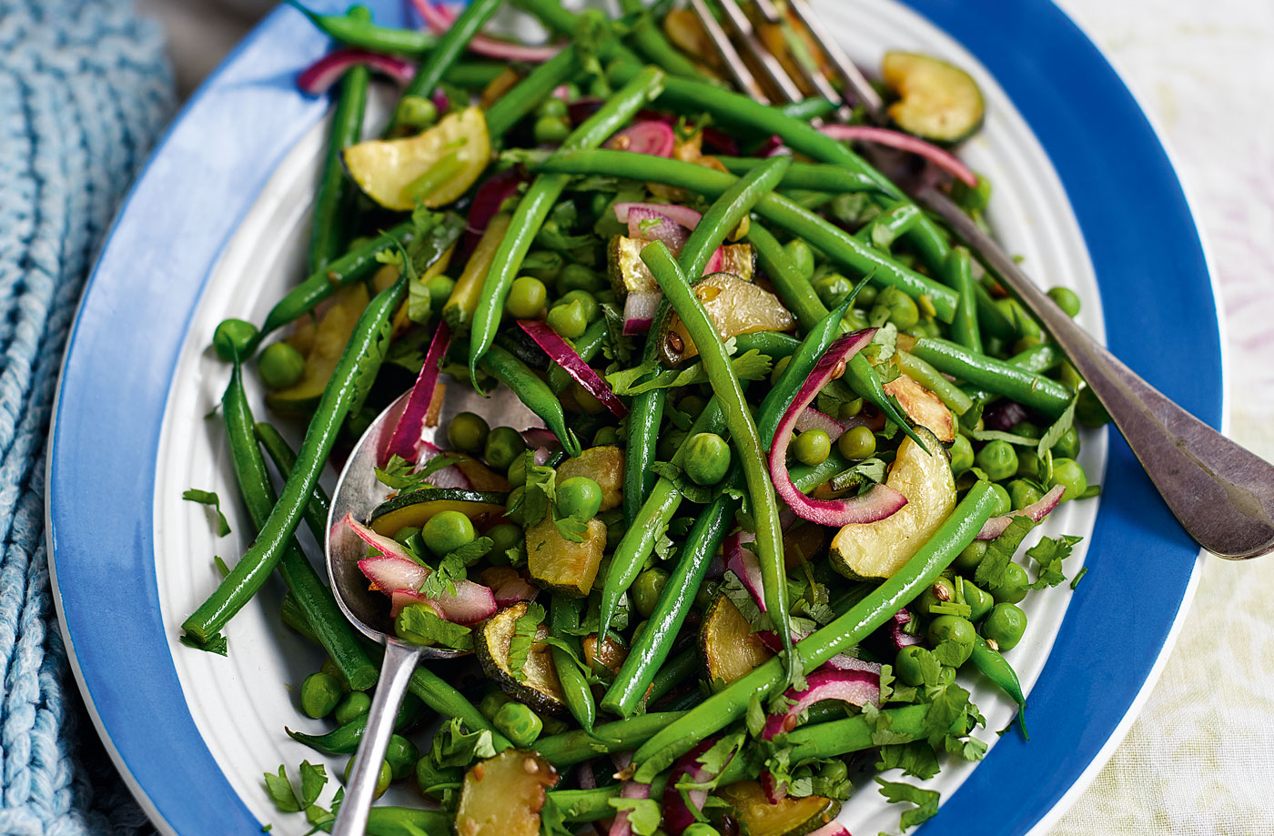 Green bean, courgette and pea tumble recipe