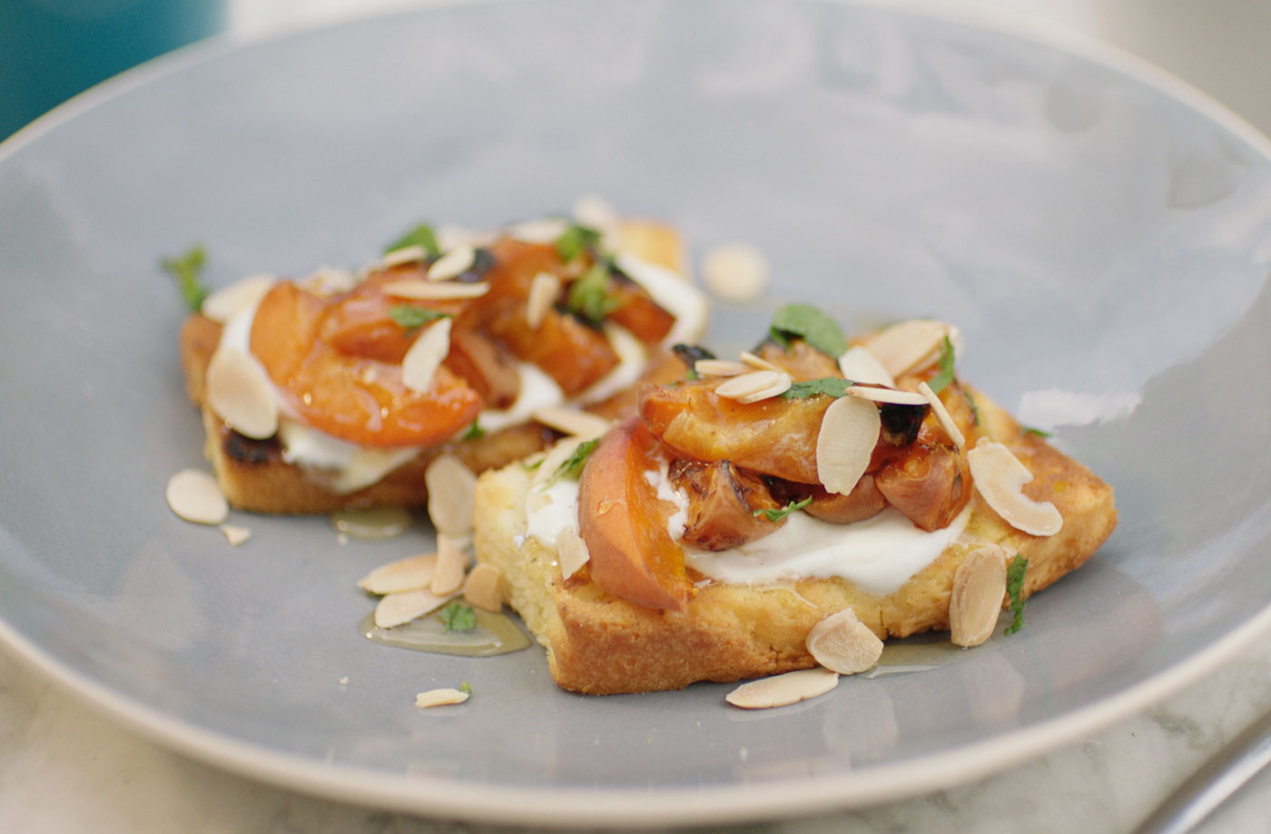 Griddled apricots with Madeira cake recipe