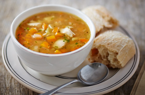 Delicious chicken and vegetable soup