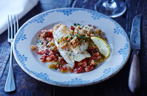 This simple sea bass recipe serves 4 and comes together in no time at all.